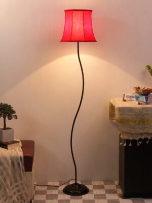Ambika Home Valencia Series 88 â€“ Red Premium Powder Coated Iron Floor Lamp for Luxury Living Rooms | E27 Holder Included Bulb